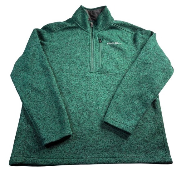 Eddie Bauer 1/4 Zip Radiator Pullover‎ Men's Sz Med Sweater Fleece Heather Green - Picture 6 of 16